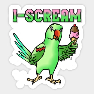 I-Scream Alexandrine Parakeet with Icecream Sticker
